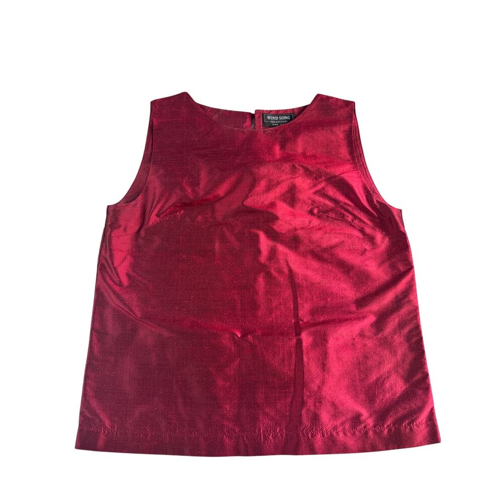 Vintage Western Blouse Red Sleeveless Southwest Concho Button Wind Song Texas